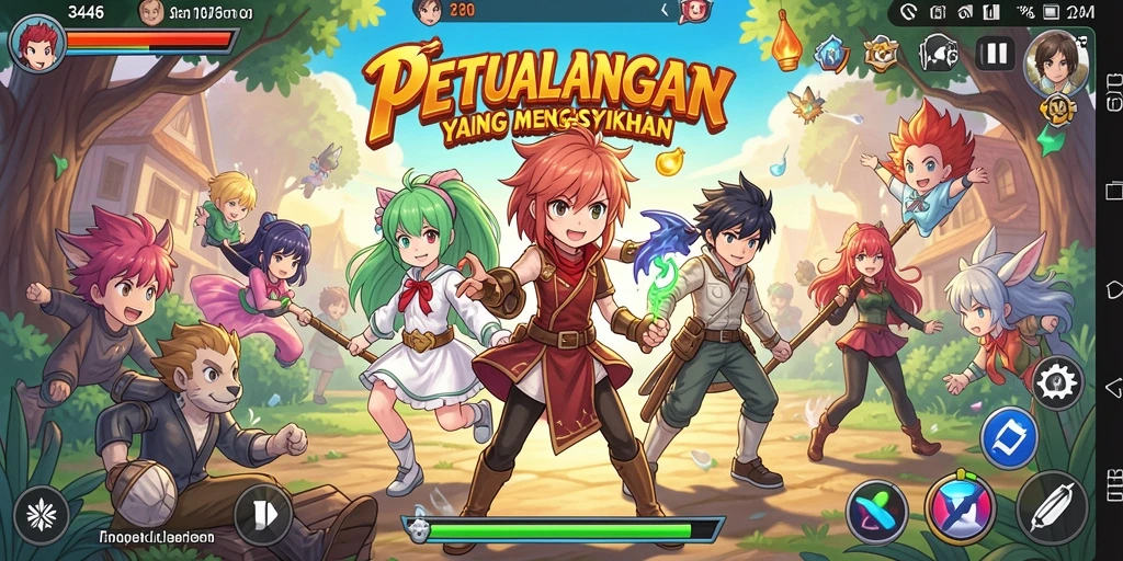Tampilan gameplay <strong>3446</strong> yang menarik dengan karakter anime yang memukau.