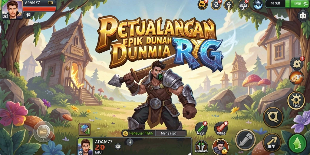 Tangkapan layar menampilkan aksi RPG epik dalam ADAM77.