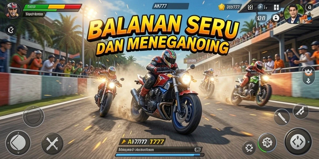 Screenshot gameplay AN777 yang menunjukkan aksi balapan seru.