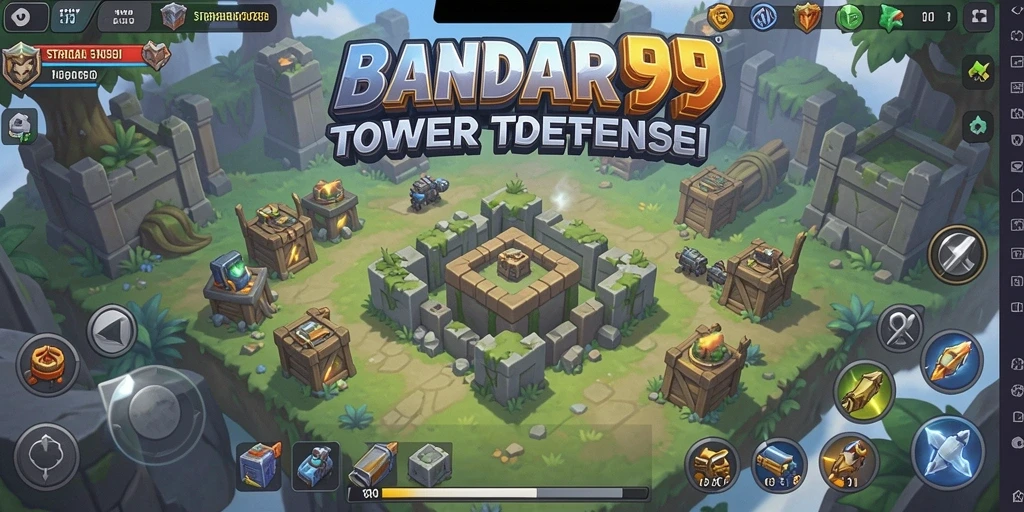 Screenshot gameplay BANDAR99 menampilkan aksi Tower Defense yang seru.