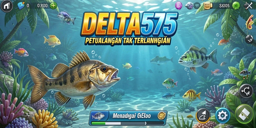 Gameplay seru dalam DELTA575 saat menangkap ikan besar.