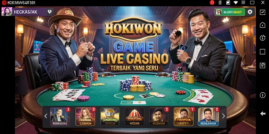 Tampilan permainan Live Casino di HOKIWON yang mendebarkan dan interaktif.