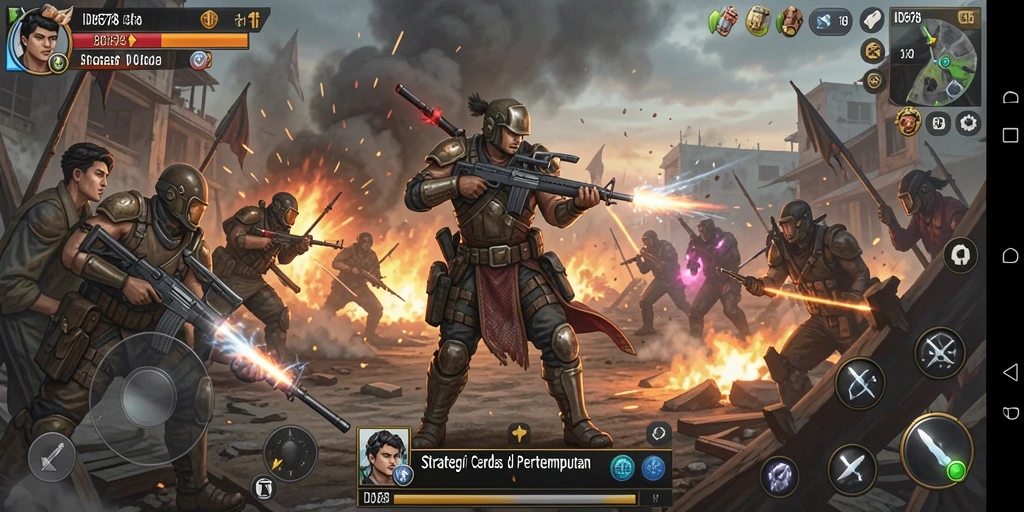 Screenshot gameplay ID678 menampilkan aksi pertempuran strategis yang intens.