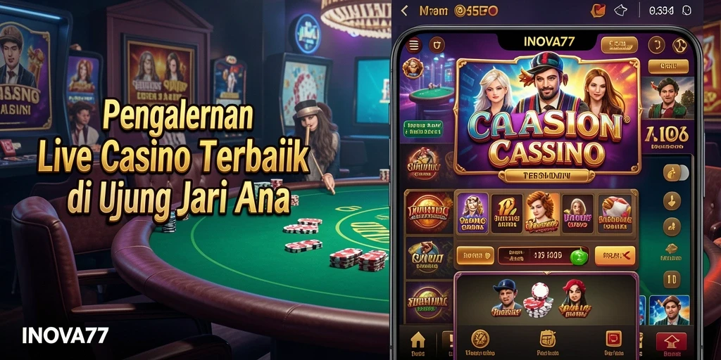 Tampilan gameplay INOVA77 yang menawan dengan dealer langsung dan permainan seru.