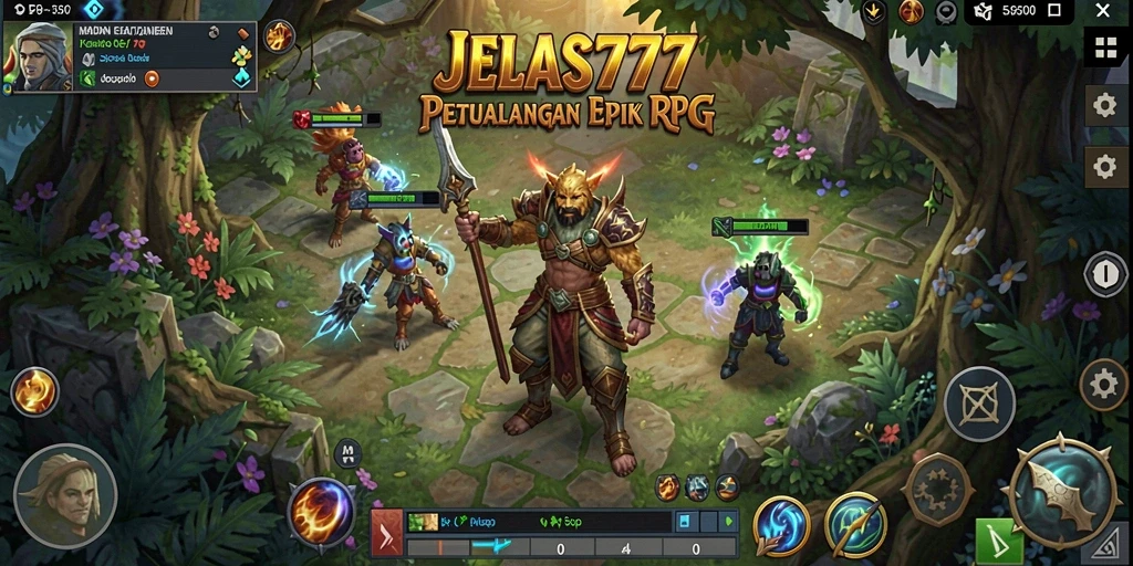 Tampilan gameplay epik dari JELAS777 yang penuh aksi RPG.