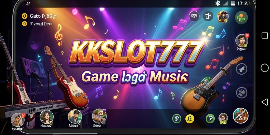 Screenshot KKSLOT777 menampilkan gameplay seru dengan irama musik yang menghentak.