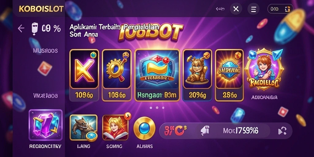 Tampilan utama aplikasi KOBOISLOT dengan fitur inovatif dan statistik.