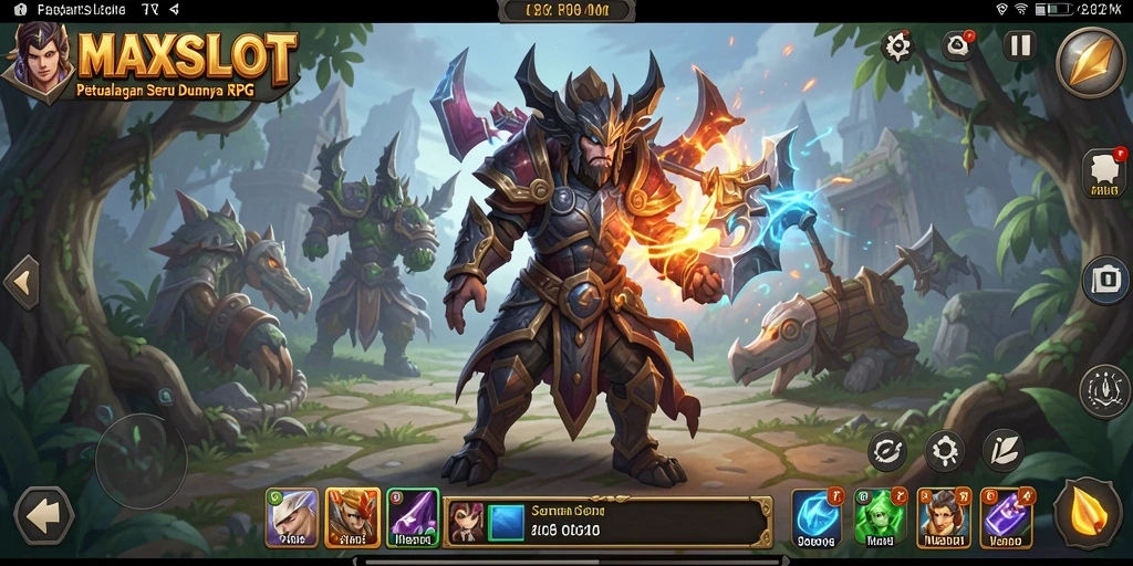 Tampilan seru gameplay RPG dengan pertarungan dan petualangan yang mendalam.
