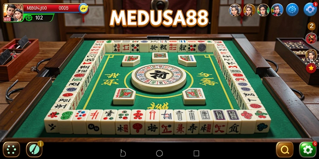 Screenshot MEDUSA88 menampilkan gameplay Mahjong yang mendebarkan.