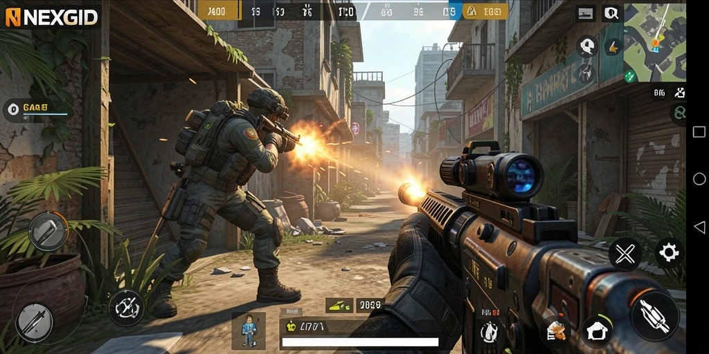 Tampilan permainan intens dan mendebarkan dari NEXGID dengan aksi FPS.
