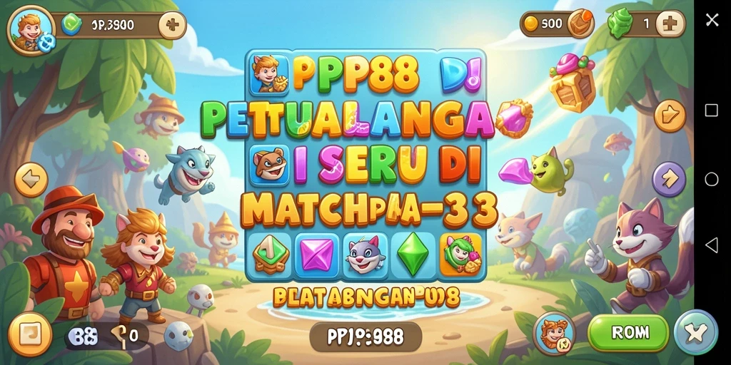 Tangkapan layar gameplay seru PP88 yang menunjukkan level Match-3 yang menantang.