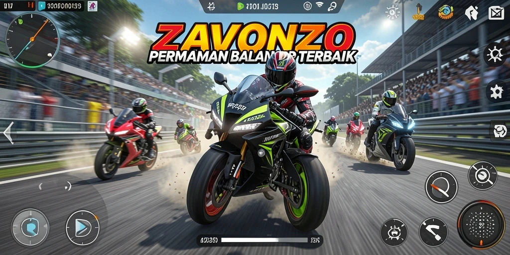 Tampilan menarik dari gameplay balap motor ZAVONZO.